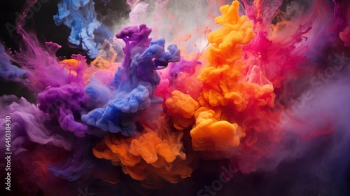A burst of colored smoke rising into the air, creating an ethereal and dreamlike atmosphere around it