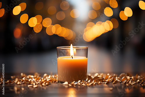 Soft-focused candles with a shallow depth of field and blurred surroundings create a sense of serenity.