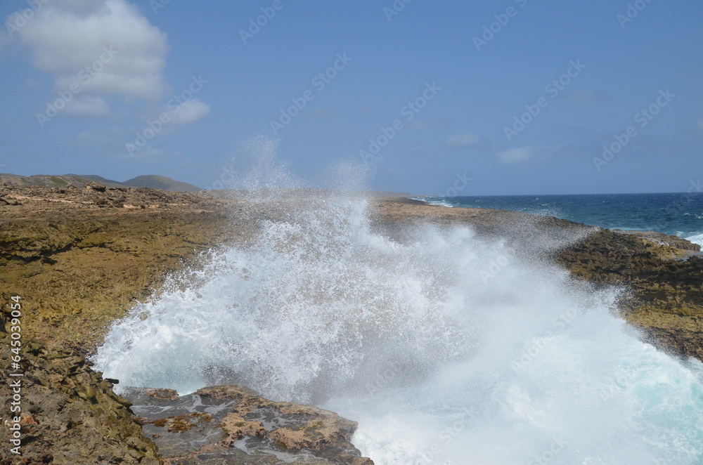 big wave at the coastline of 