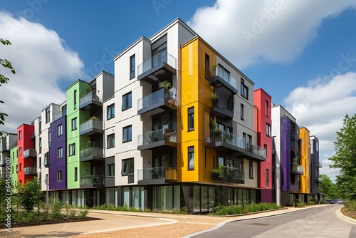 Contemporary city flats in Watford, Hertfordshire, UK. Generative AI photo
