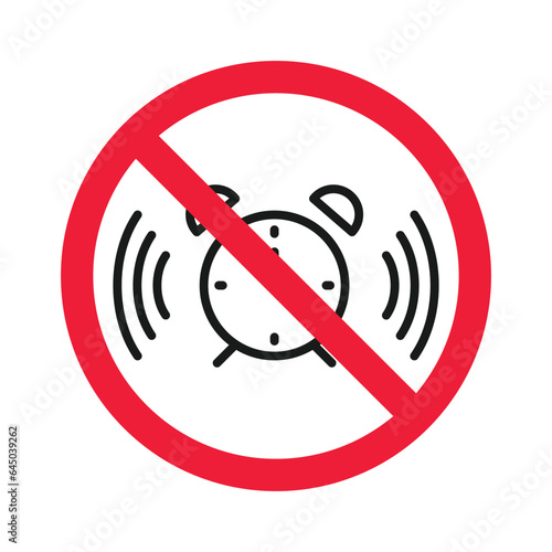 Forbidden clock vector icon. Warning, caution, attention, restriction, label, ban, danger. No alarm clock flat sign design pictogram symbol. No clock icon