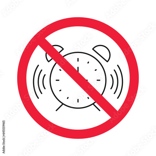 Forbidden clock vector icon. Warning, caution, attention, restriction, label, ban, danger. No alarm clock flat sign design pictogram symbol. No clock icon