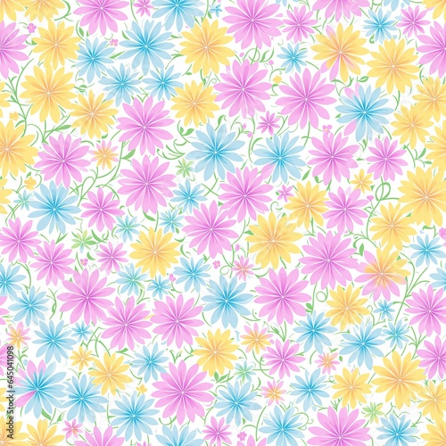 Multicolored seamless pattern of flowers.