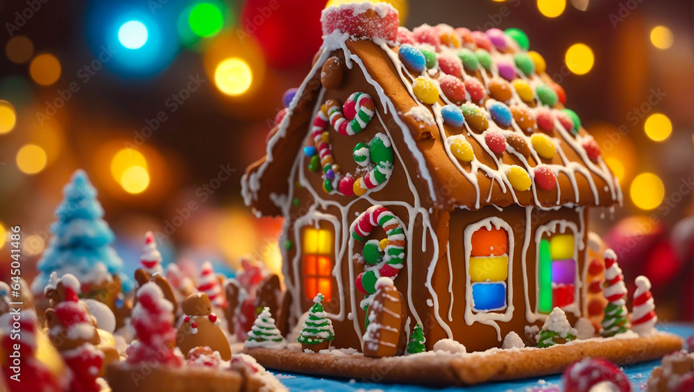 Gingerbread house, christmas background