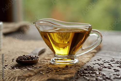 Flax seed oil in a glass jug