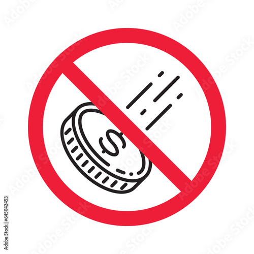 No cash icon. Forbidden payment icon. No money vector sign. Prohibited cash payment vector icon. Warning  caution  attention  restriction casinocoins flat sign design. Do not pay dollar coin pictogram
