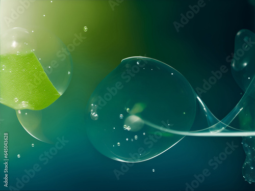 Bubbles H2 hydrogen innovation zero emissions technology. Reduce carbon dioxide and greenhouse gases production fuel station. renewable fuel green energy.Green hydrogen. Hand aditing AI Generated