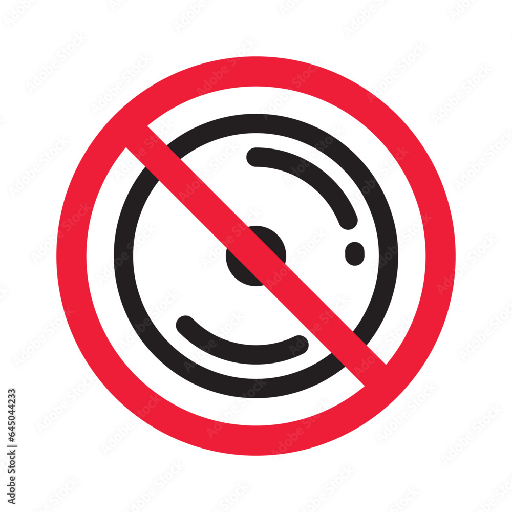 Prohibited CD vector icon. No DVD icon. Forbidden compact disc icon. No disc vector sign. Warning, caution, attention, restriction, danger flat sign design. DVD symbol pictogram Prohibited CD vector icon. No DVD icon. Forbidden compact disc icon. No disc vector sign. Warning, caution, attention, restriction, danger flat sign design. DVD symbol pictogram