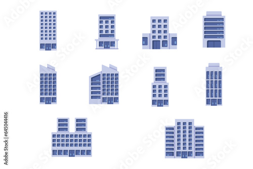 city building icon collection set