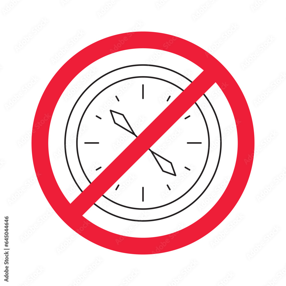 Prohibited compass vector icon. No compass flat sign design. Forbidden compass icon. Warning, caution, attention, restriction, danger symbol pictogram Prohibited compass vector icon. No compass flat sign design. Forbidden compass icon. Warning, caution, attention, restriction, danger symbol pictogram