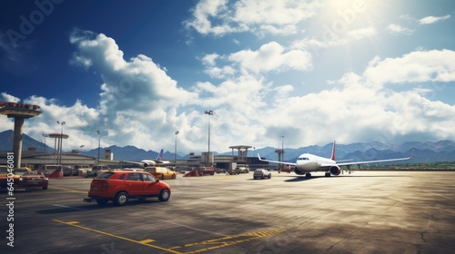 emotions and experiences of passengers as they leave the airport parking area, with an airplane soaring into the sky above. Ideal for airport parking services, travel blogs