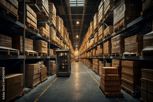 Industrial material storage warehouse. Generative AI