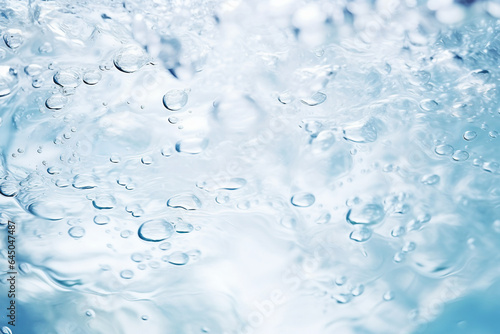 Close up image of clean pure water with bubbles on a blue background made with generative AI