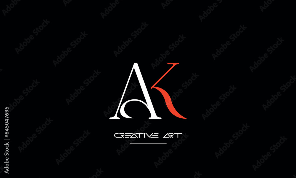 AK, KA, A, K abstract letters logo monogram - obrazy, fototapety, plakaty 