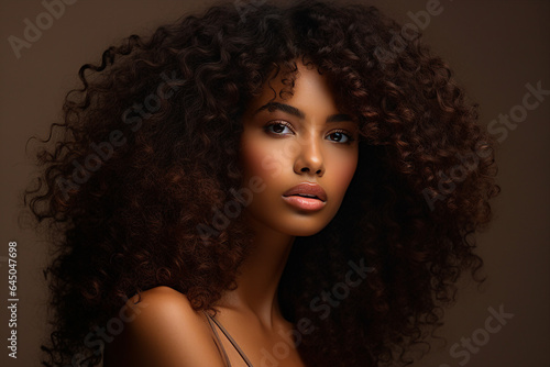Generative AI portrait of natural beauty perfect african american woman