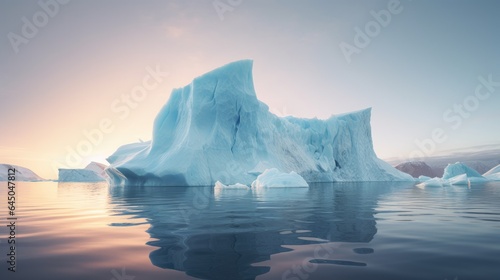 Iceberg large mass of ice calved from a glacier