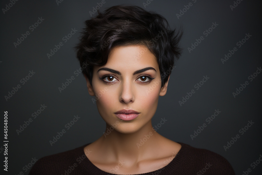 Fototapeta premium Generative AI portrait of fashion model advertising blond brunette hair paint polish coloring hairstyle