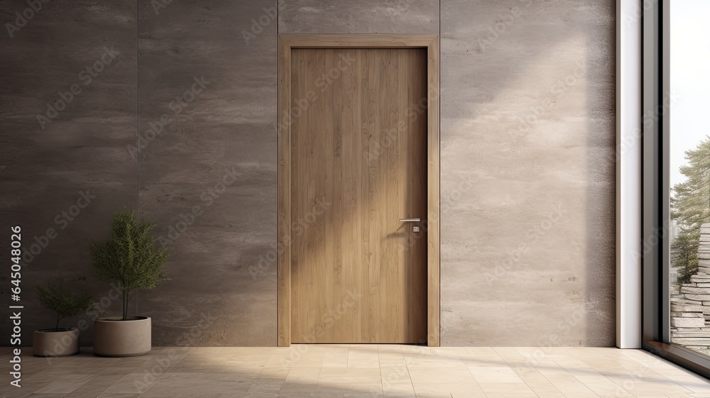 Fototapeta premium Modern Clean light brown entrance what is hide the real luxury interior. Generative AI Technology 