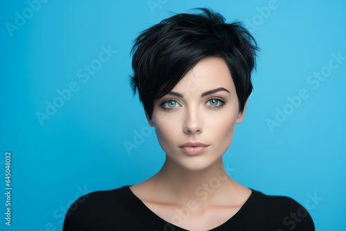 Generative AI portrait of fashion model brunette hair short haircut hairstyle
