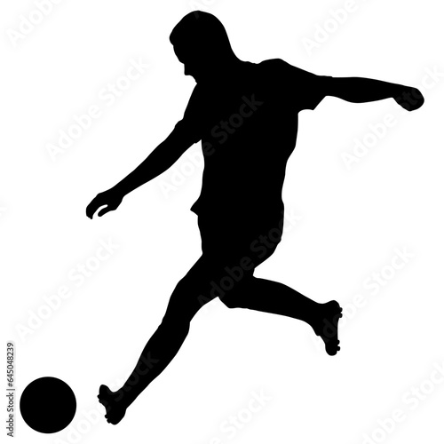 Vector silhouette of a soccer player shooting the ball photo