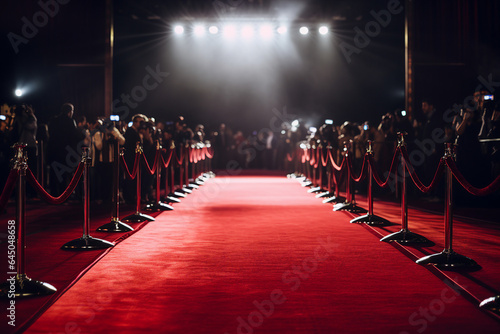 Obraz na płótnie Red Carpet hall hallway barriers red ropes paparazzi world premiere Generative A
