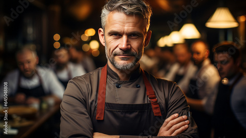 Chef standing confidently with his arms crossed looking at the camera.