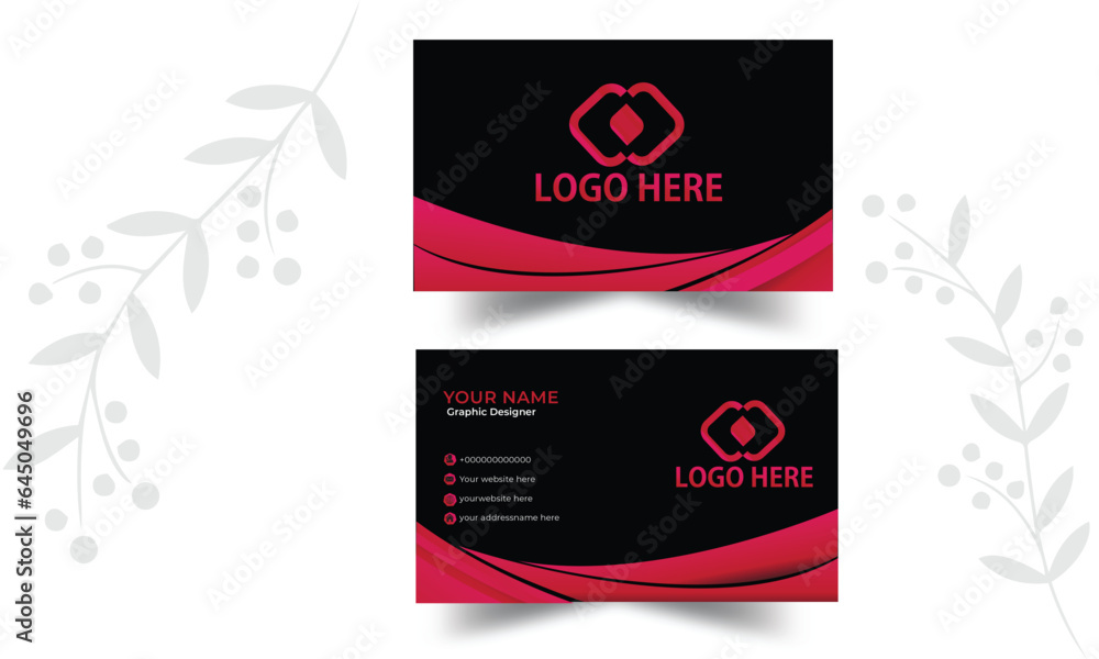 New Professional Business card template with black background design color red