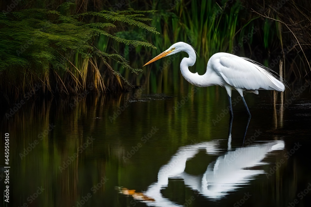 Naklejka premium Image of a Great Egret in the wild 