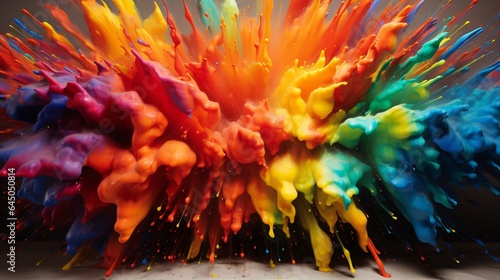 A plain canvas suddenly transformed by the impact of multiple paint-filled projectiles, each releasing a burst of unique color © nomi_creative