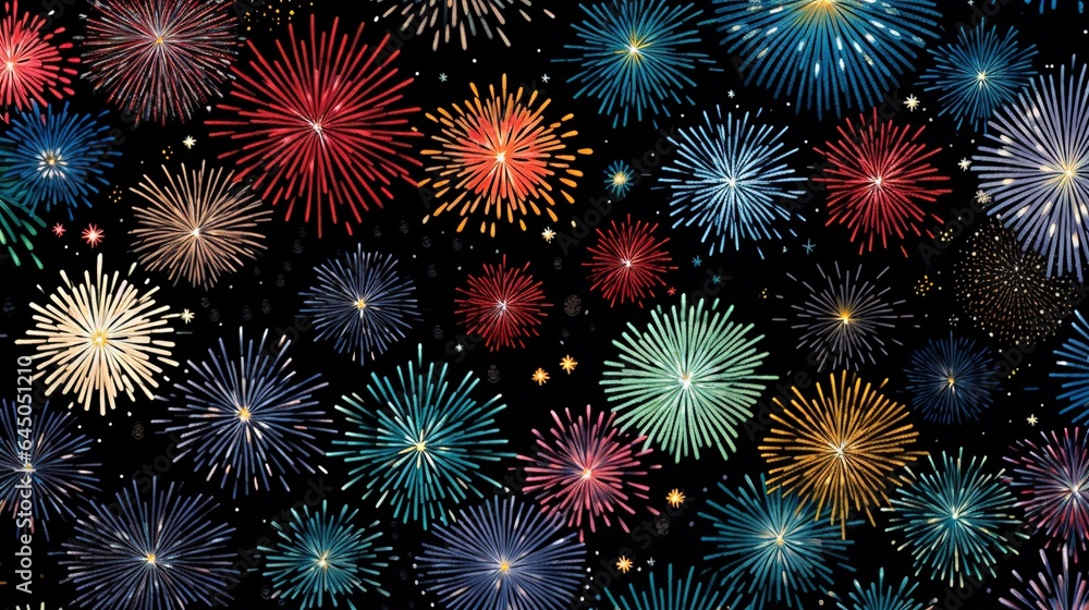 Naklejka premium a bunch of fireworks are lit up in the night sky. generative ai