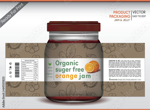 Jam Label, Jelly Packaging, strawberry jam, orange jam, packaging vector, bottle pack vector, jar mockup, fruits label, food jar label, print ready 