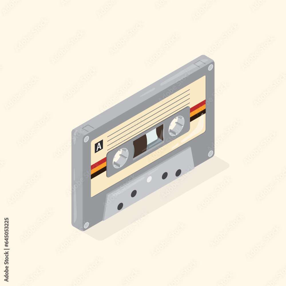 Fototapeta premium the cassette, tape in simple isometric graphic