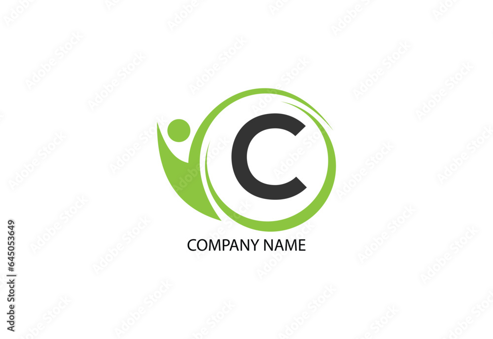 people with letter C logo design concept template people with letter C logo design concept template