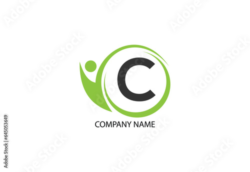 people with letter C logo design concept template