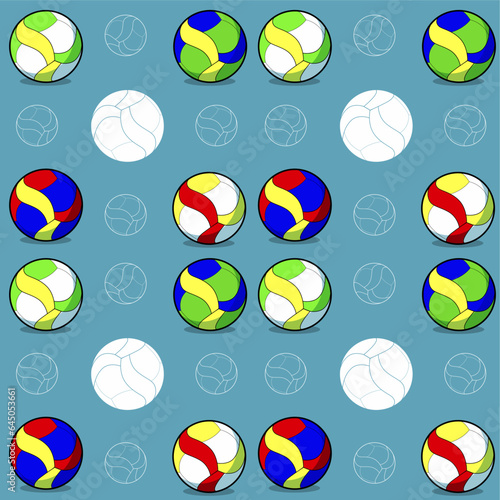 Volleyball ball cartoon style pattern. Vector illustration.