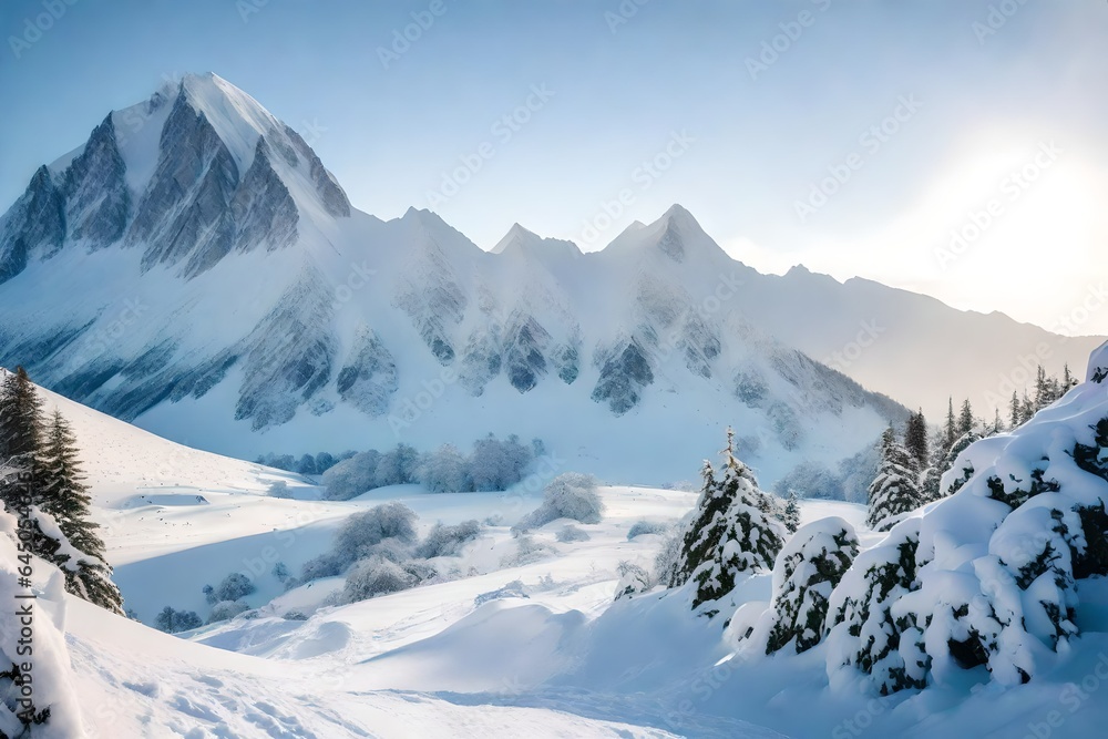 mountain peak snow in winter