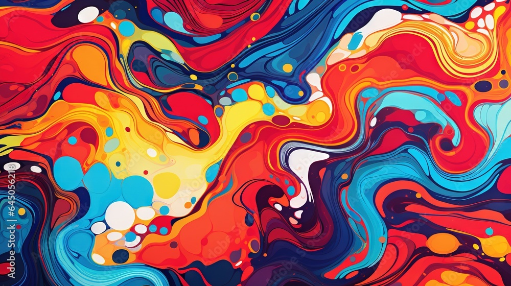  an abstract painting of multicolored fluid fluides and bubbles.  generative ai