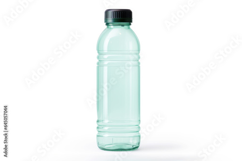 An isolated plastic water bottle, clean and recycle, designed for sustainable hydration.
