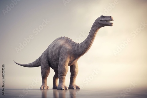 Rendering of a 3D alamosaurus on a plain background. Generative AI © Isabella