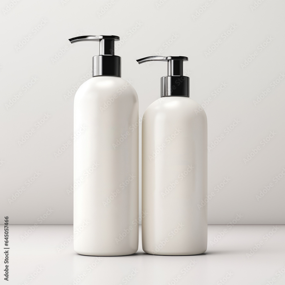 Cosmetic product mockup. Shampoo and conditioner bottles mockup. Branding and advertising template Cosmetic product mockup. Shampoo and conditioner bottles mockup. Branding and advertising template