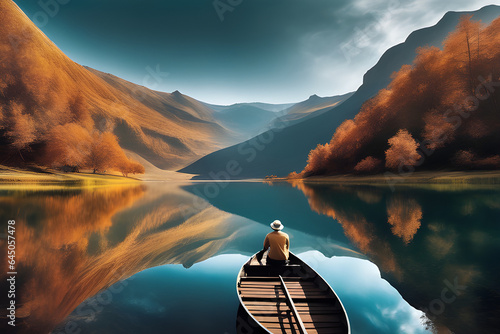 Immersed in the awe-inspiring beauty of nature and the expansive panorama. Generative AI.