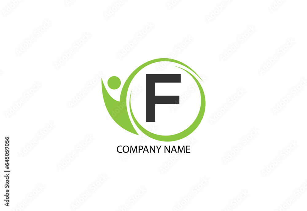 people with letter F logo design concept template people with letter F logo design concept template