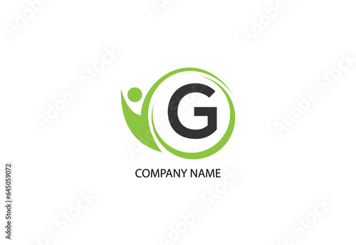 people with letter G logo design concept template