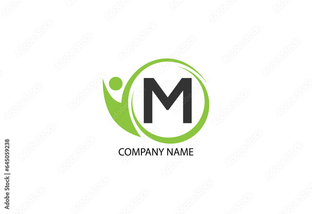 people with letter M logo design concept template people with letter M logo design concept template