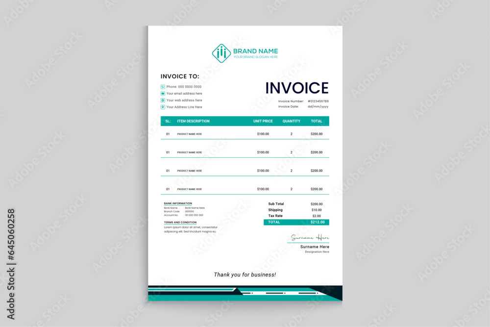 Elegant and modern invoice design