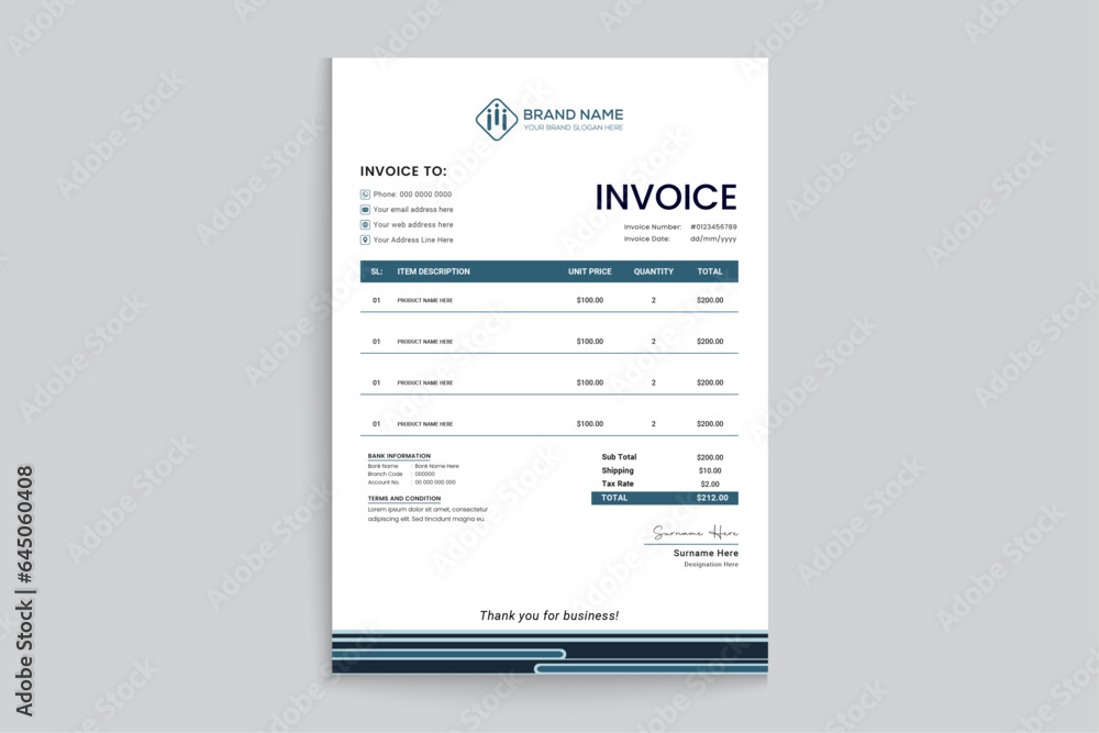 Elegant and modern invoice design Elegant and modern invoice design