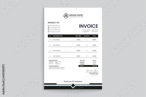 Black shape invoice design