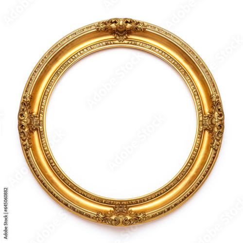 Empty Gold picture frame, in the style of Romanesque art.