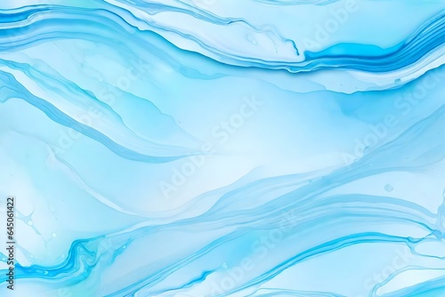 Light blue watercolor acrylic marble backgound. Vector abstract alcohol liquid texture in pastel color