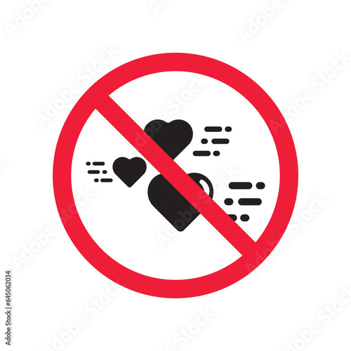 No heart icon. Forbidden heart vector sign. Warning, caution, attention, restriction, danger flat sign design. No love symbol pictogram